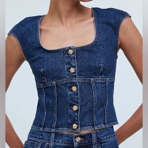 Madewell Blue Denim Crop Top